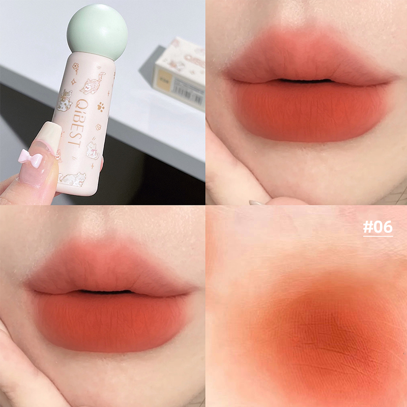 QIBEST Nude Matte Lip Mud Wate - Lip Tint Korean review and price