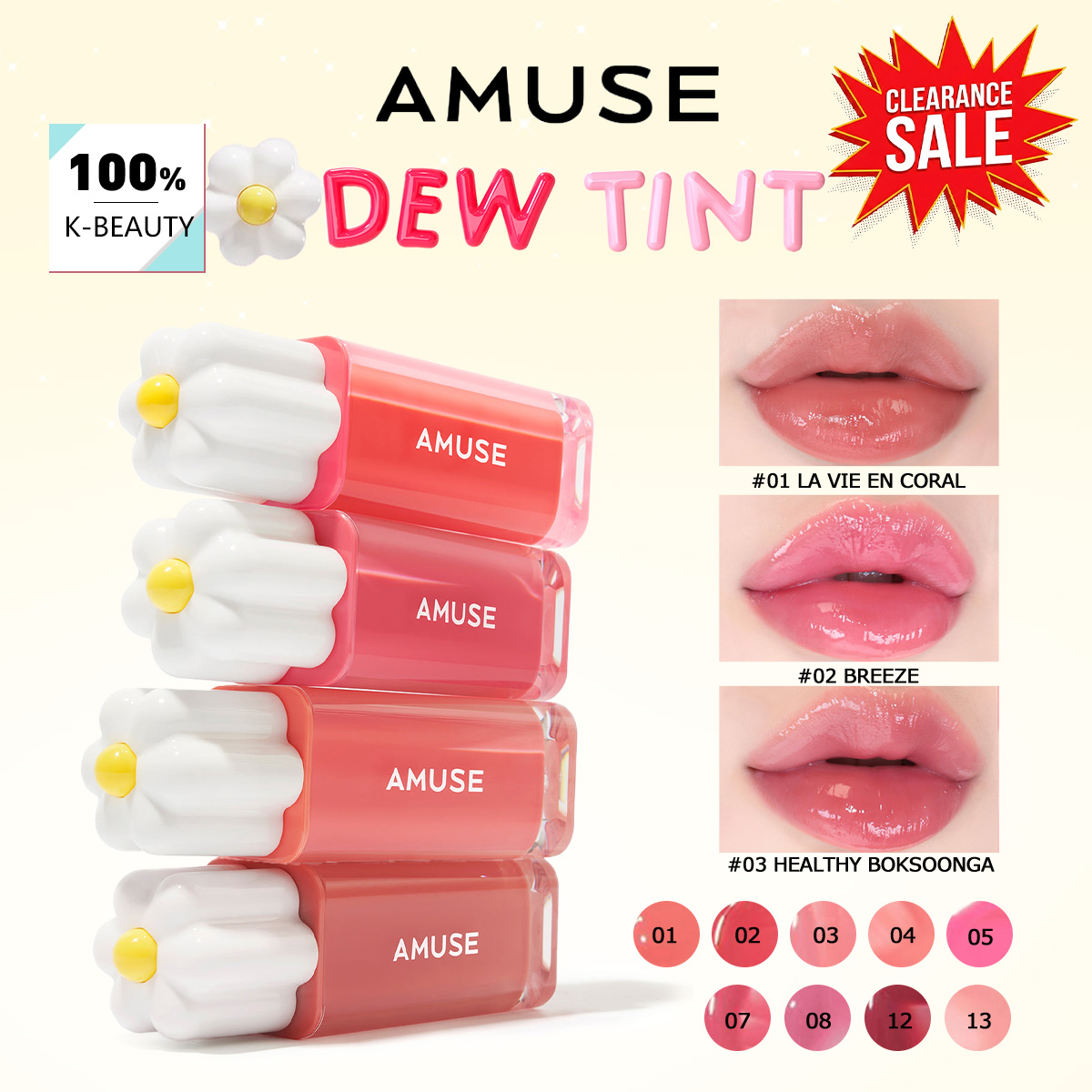 [ClearanceSale] AMUSE DEW TINT - Lip Tint Korean review and price